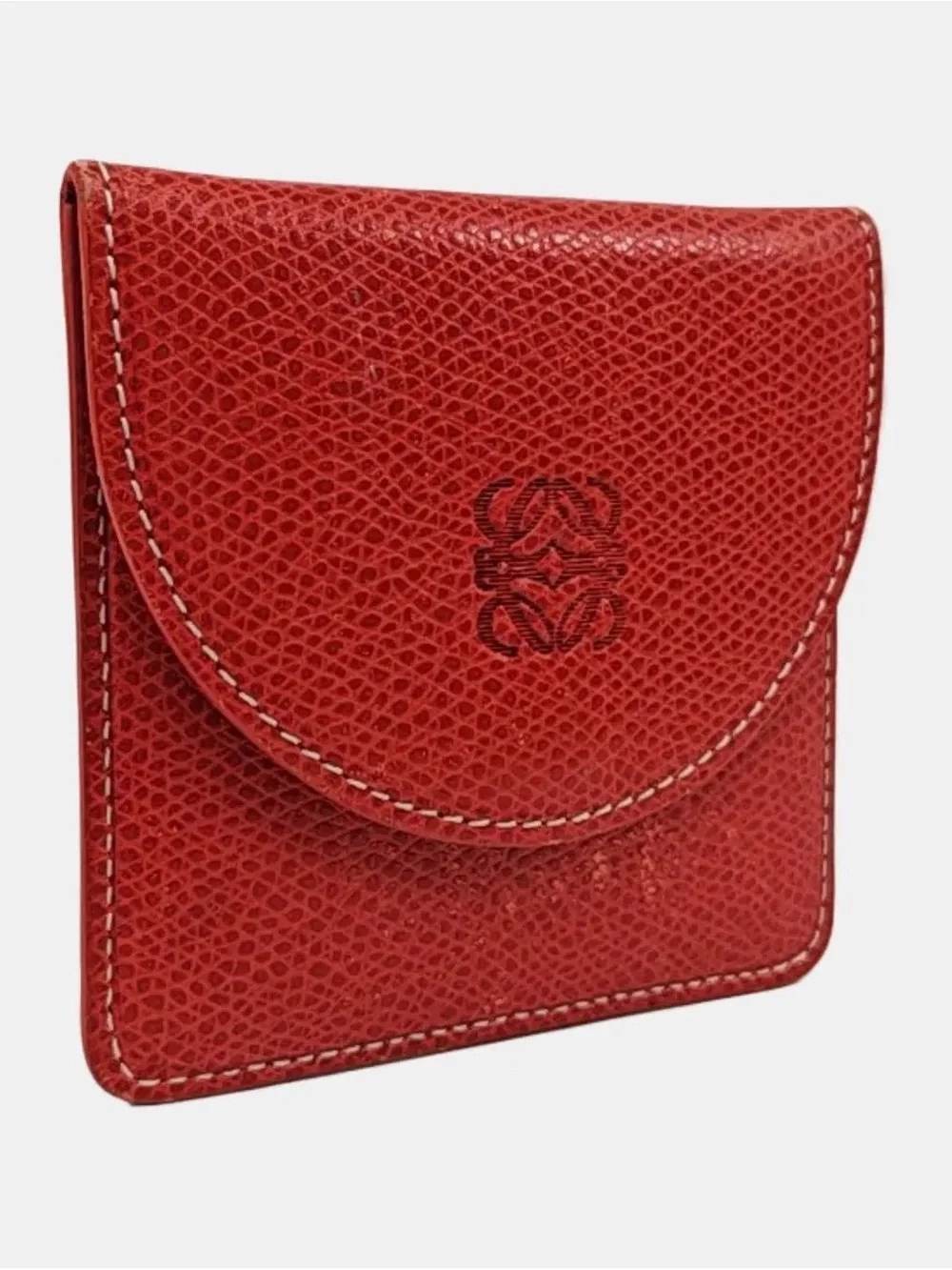 Loewe Red Textured Leather Compact Wallet